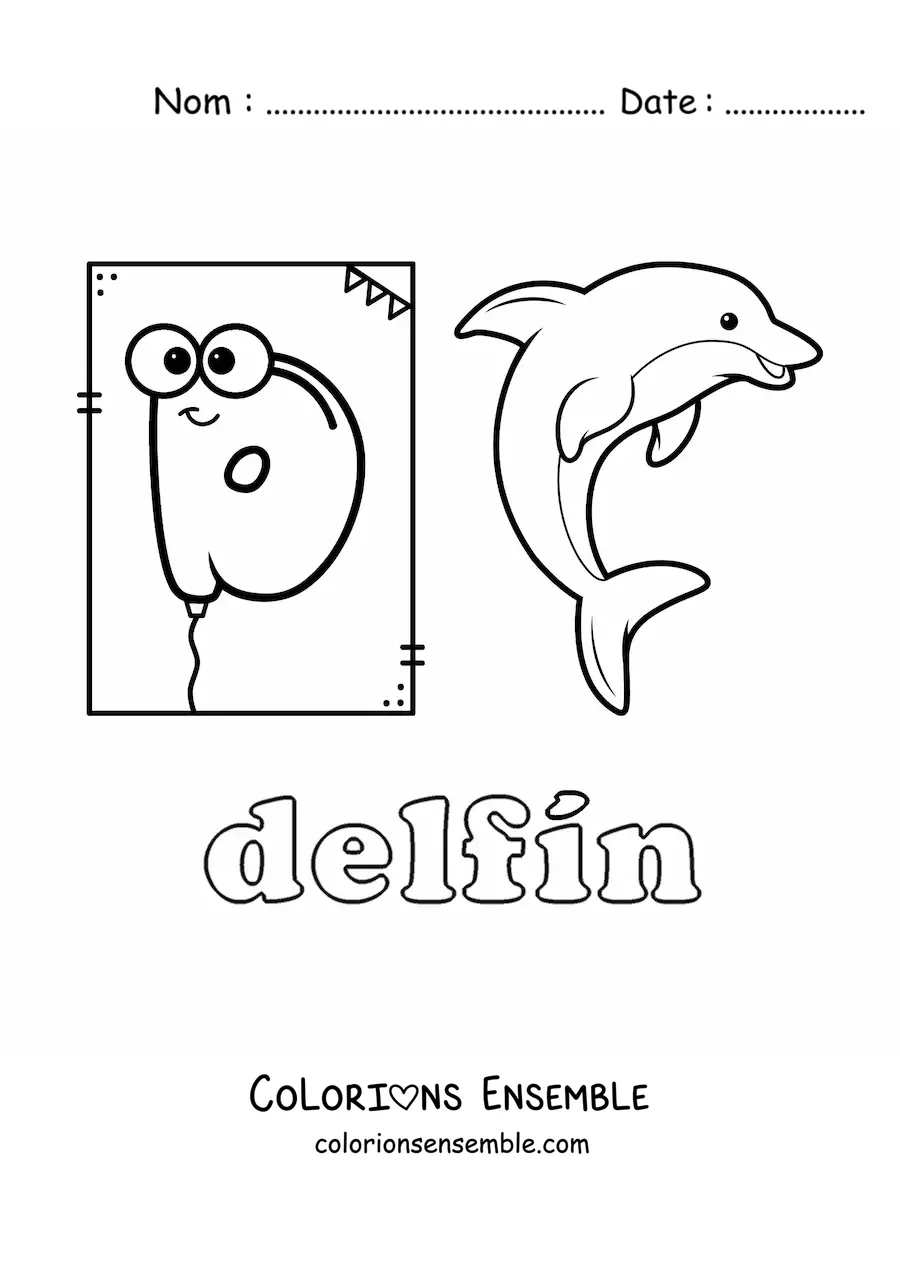 Image à colorier de D comme dauphin