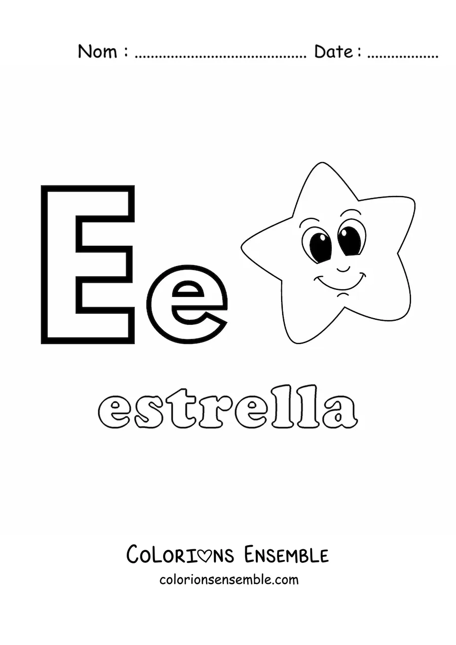 Image à colorier de E comme étoile