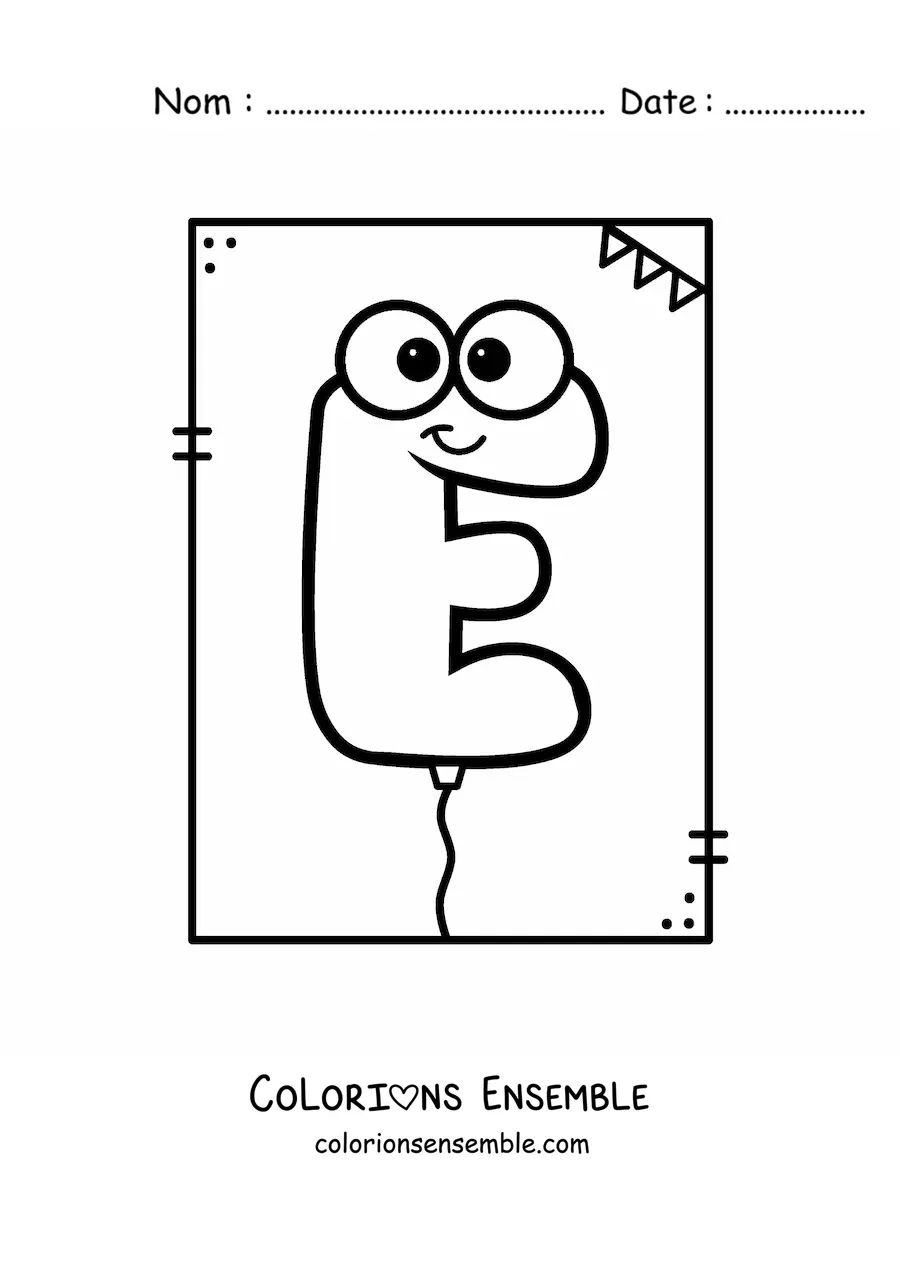 Image à colorier de la lettre E en forme de ballon rigolo