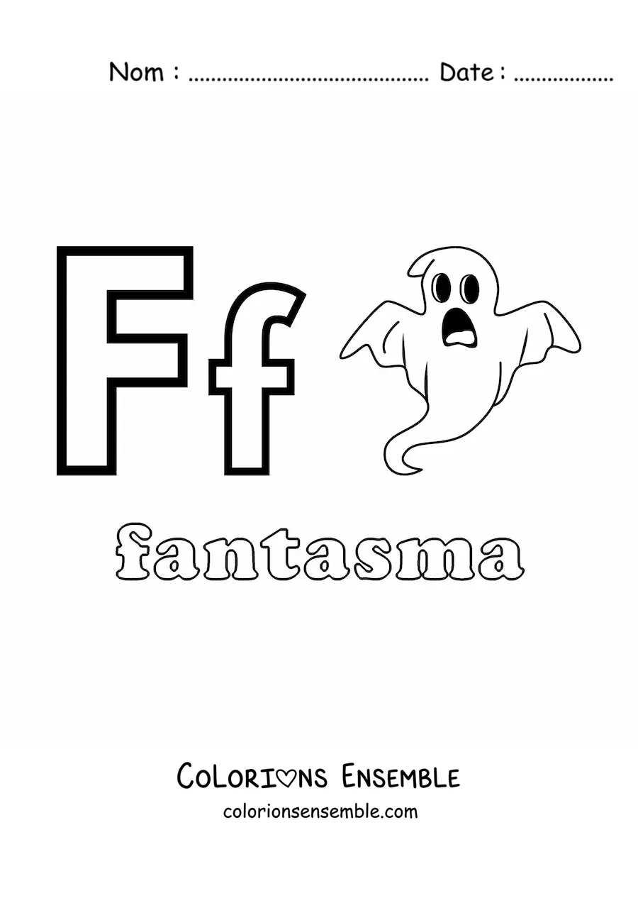 Image à colorier de la lettre F comme fantôme
