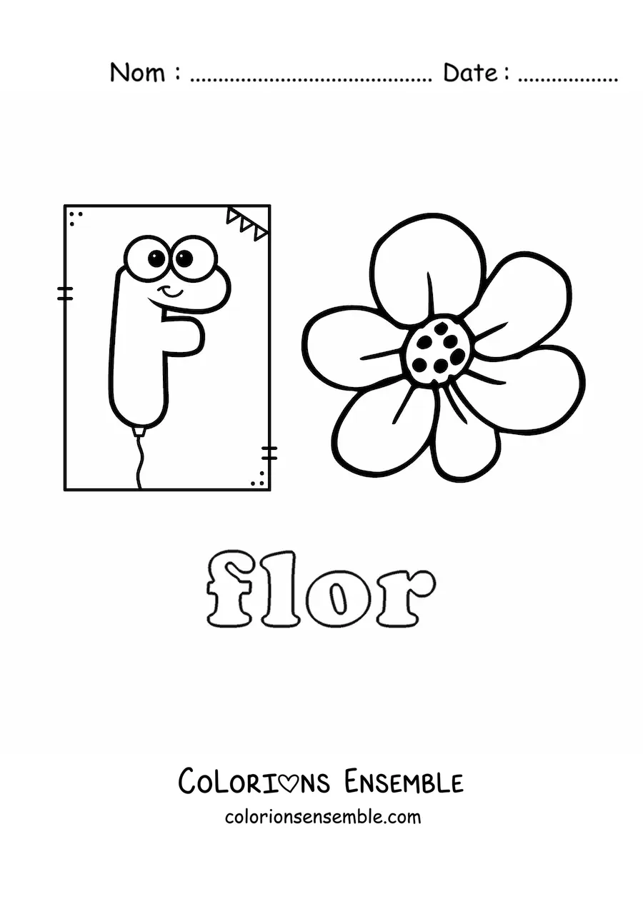 Image à colorier de la lettre F comme fleur