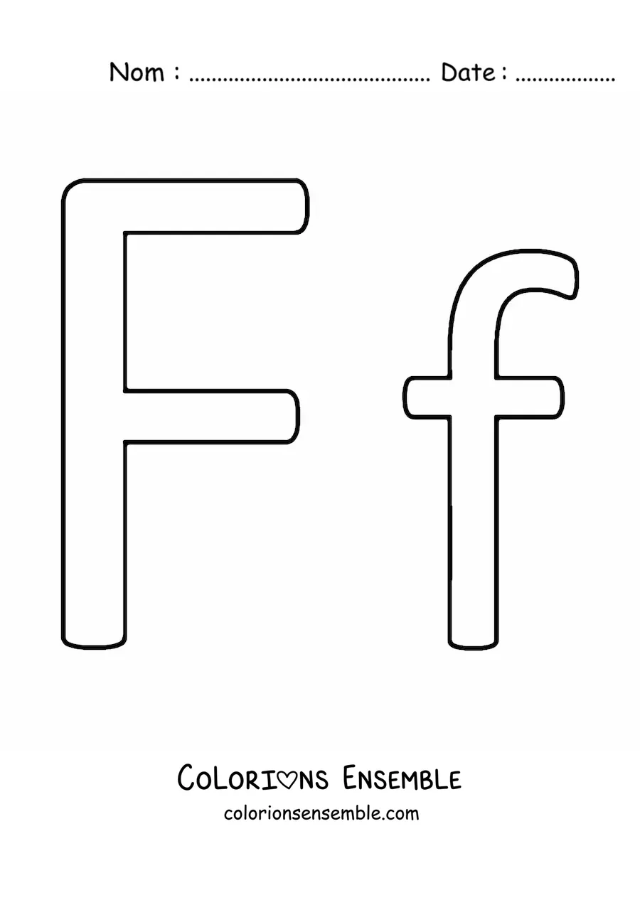 Image à colorier d'une lettre F majuscule et minuscule, facile