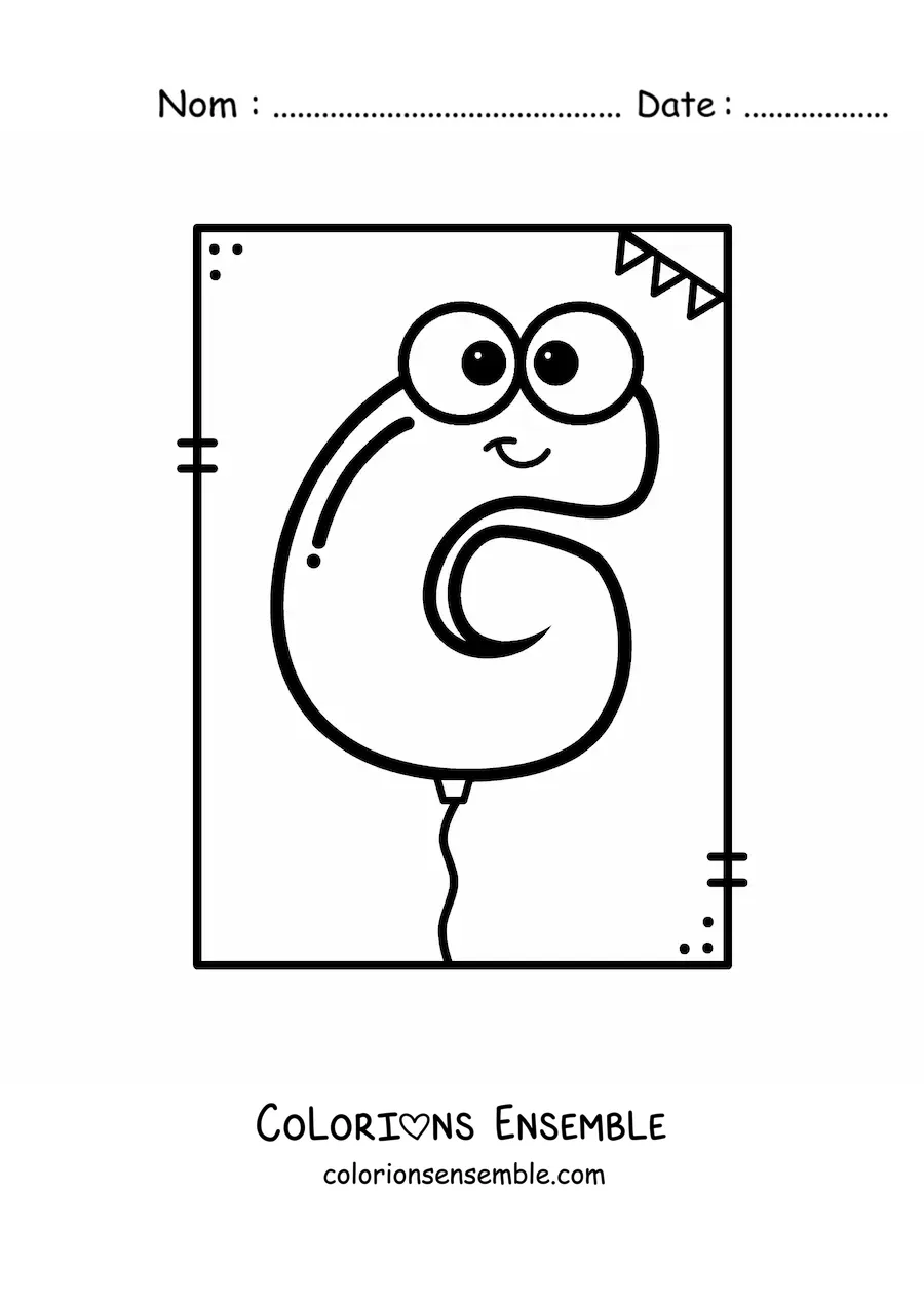 Image à colorier de la lettre G animée en forme de ballon
