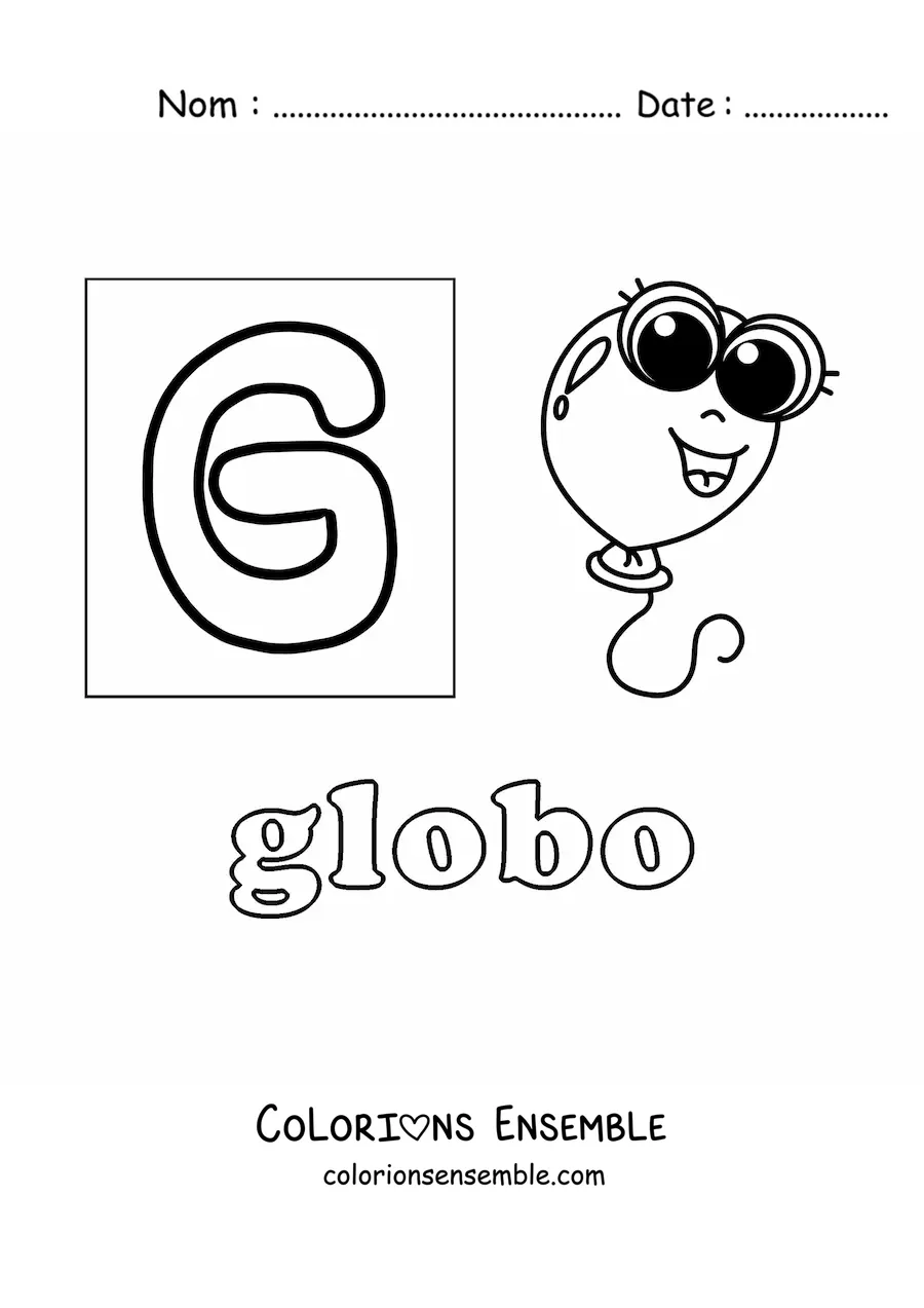 Image à colorier de la lettre G comme ballon
