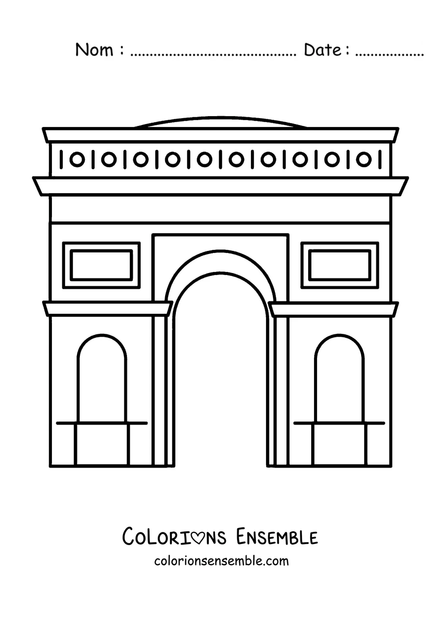 Coloriage de l'Arc de Triomphe vu de face