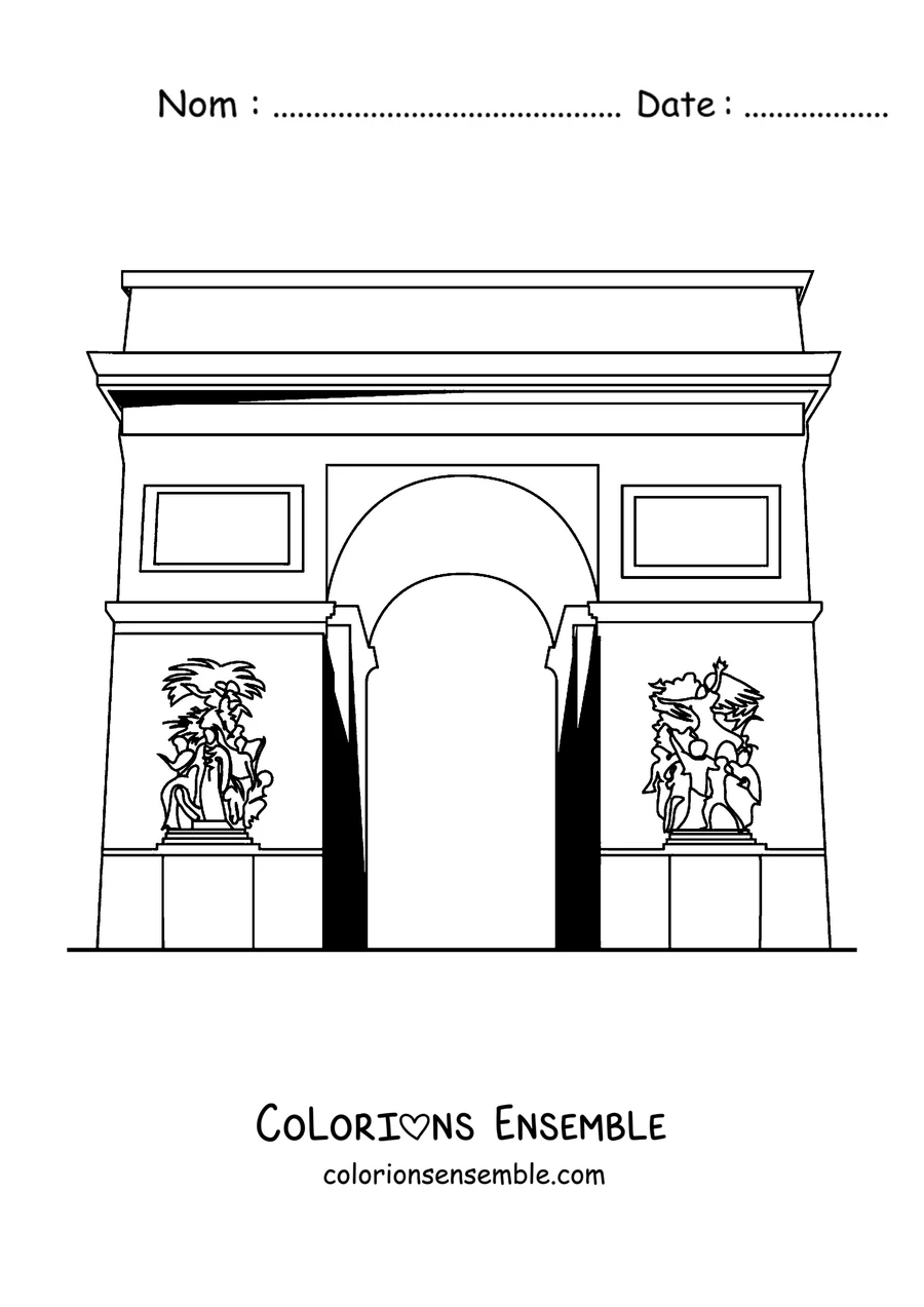 Coloriage de l'Arc de Triomphe vu de près