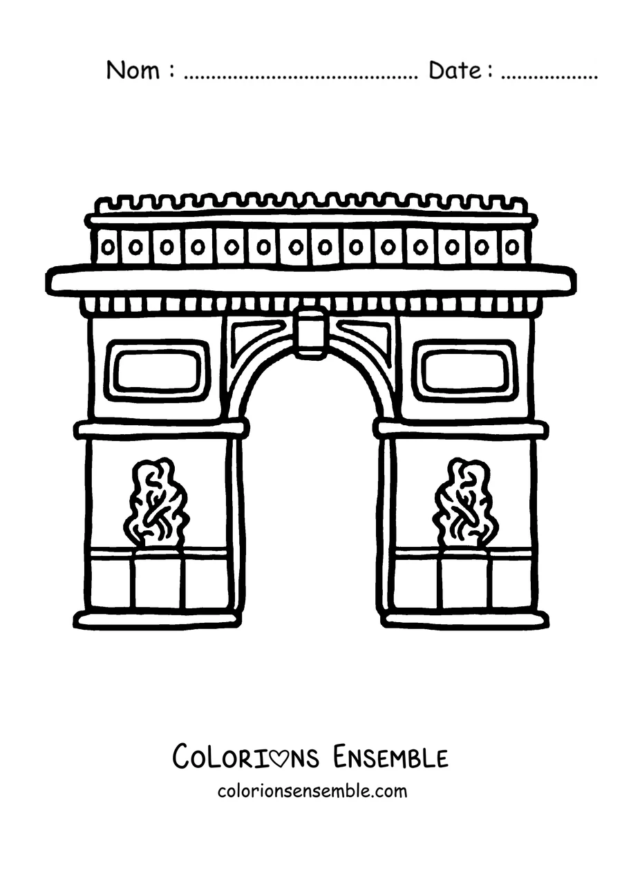 Coloriage de l'Arc de Triomphe avec ses sculptures