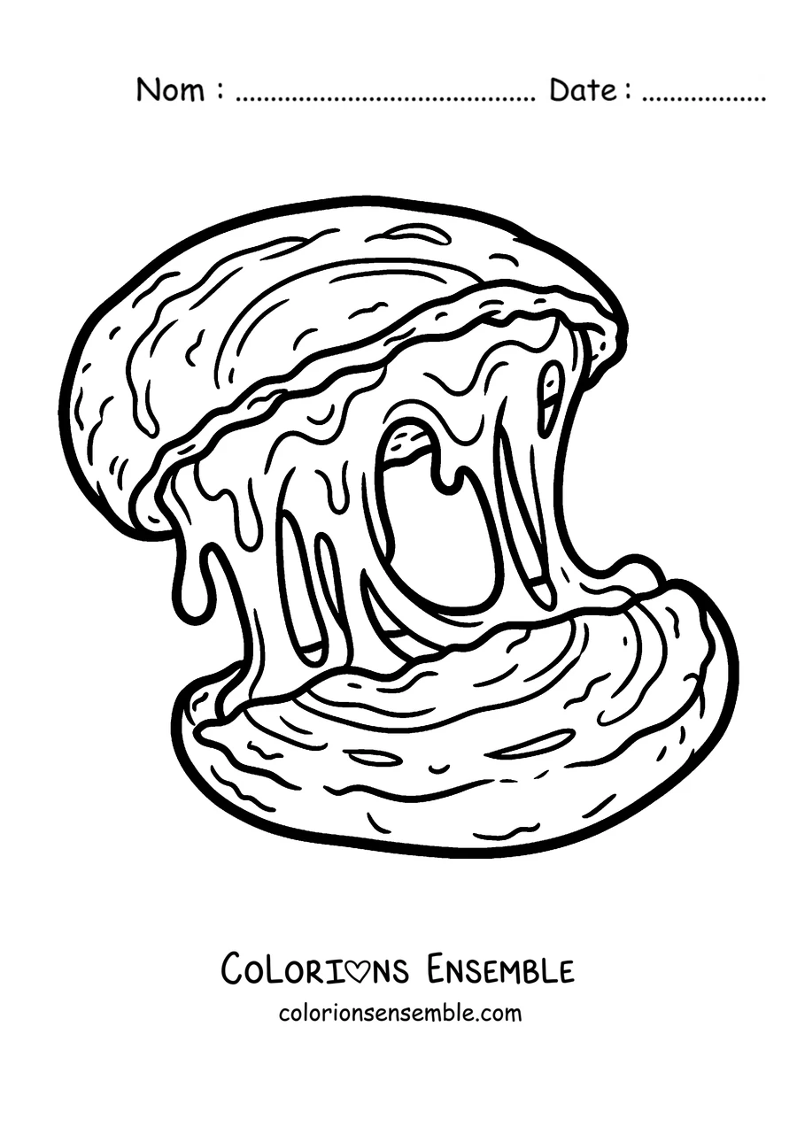 Coloriage d'une arepa au fromage fondu