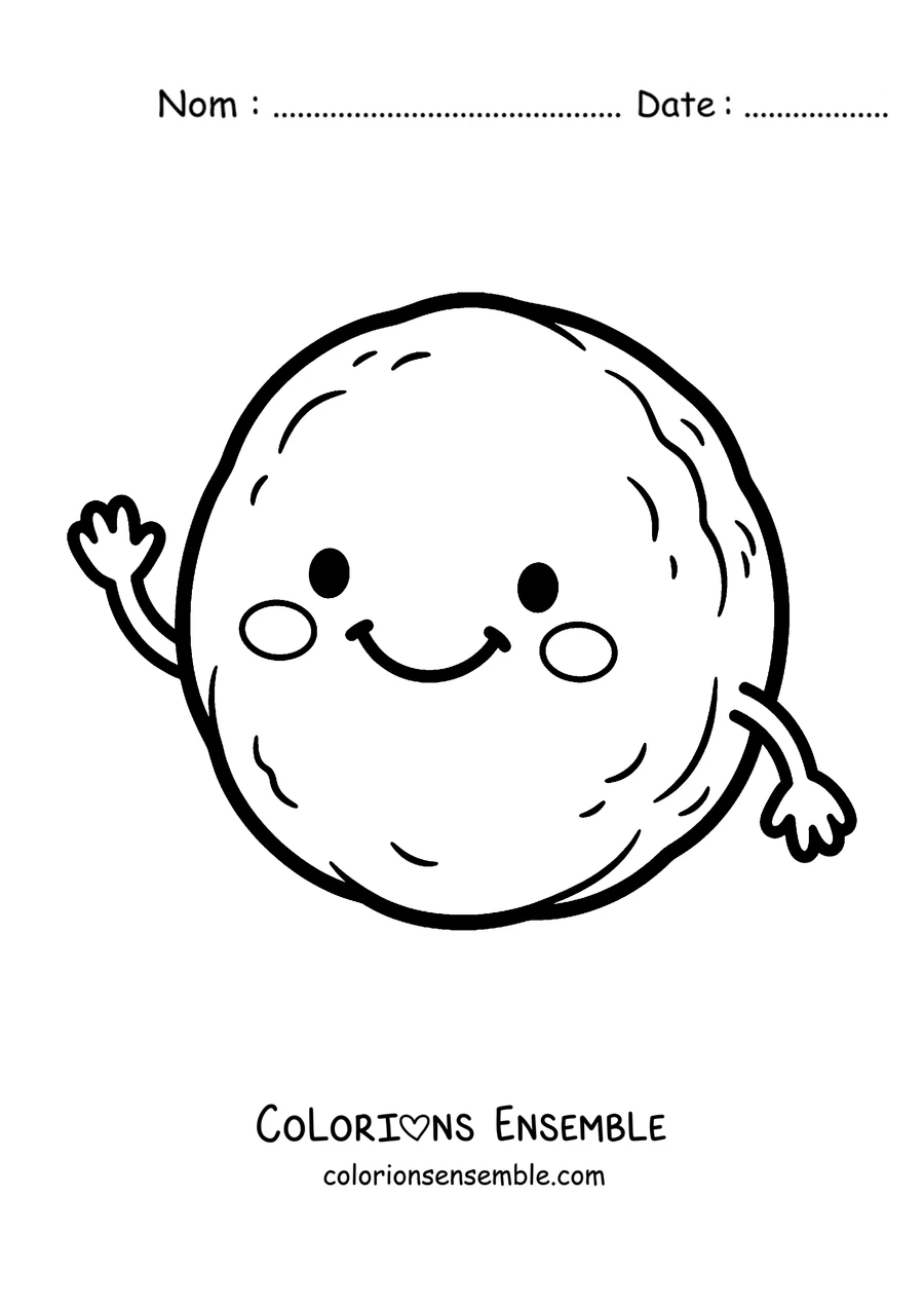 Coloriage d'une arepa au visage souriant