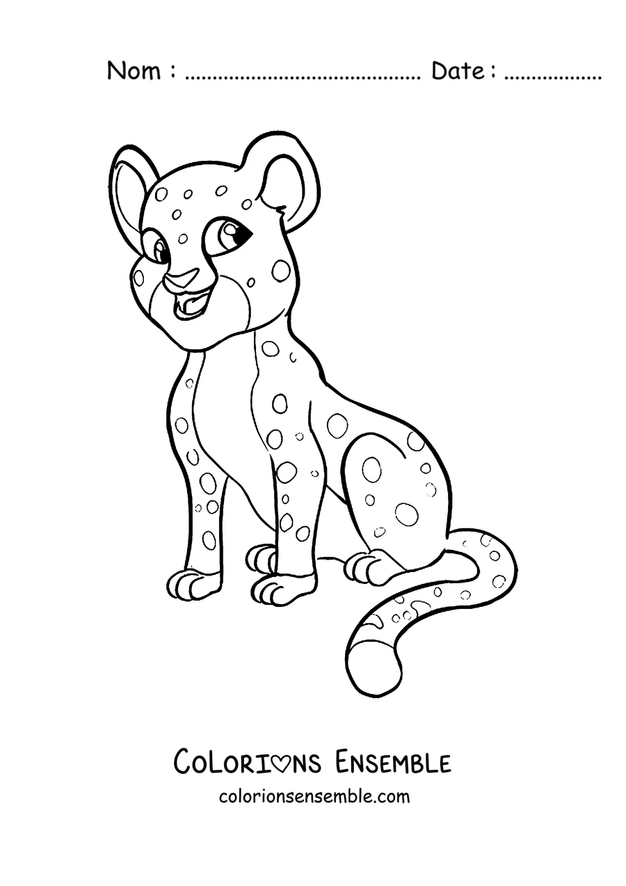 Coloriage d'un bébé guépard assis