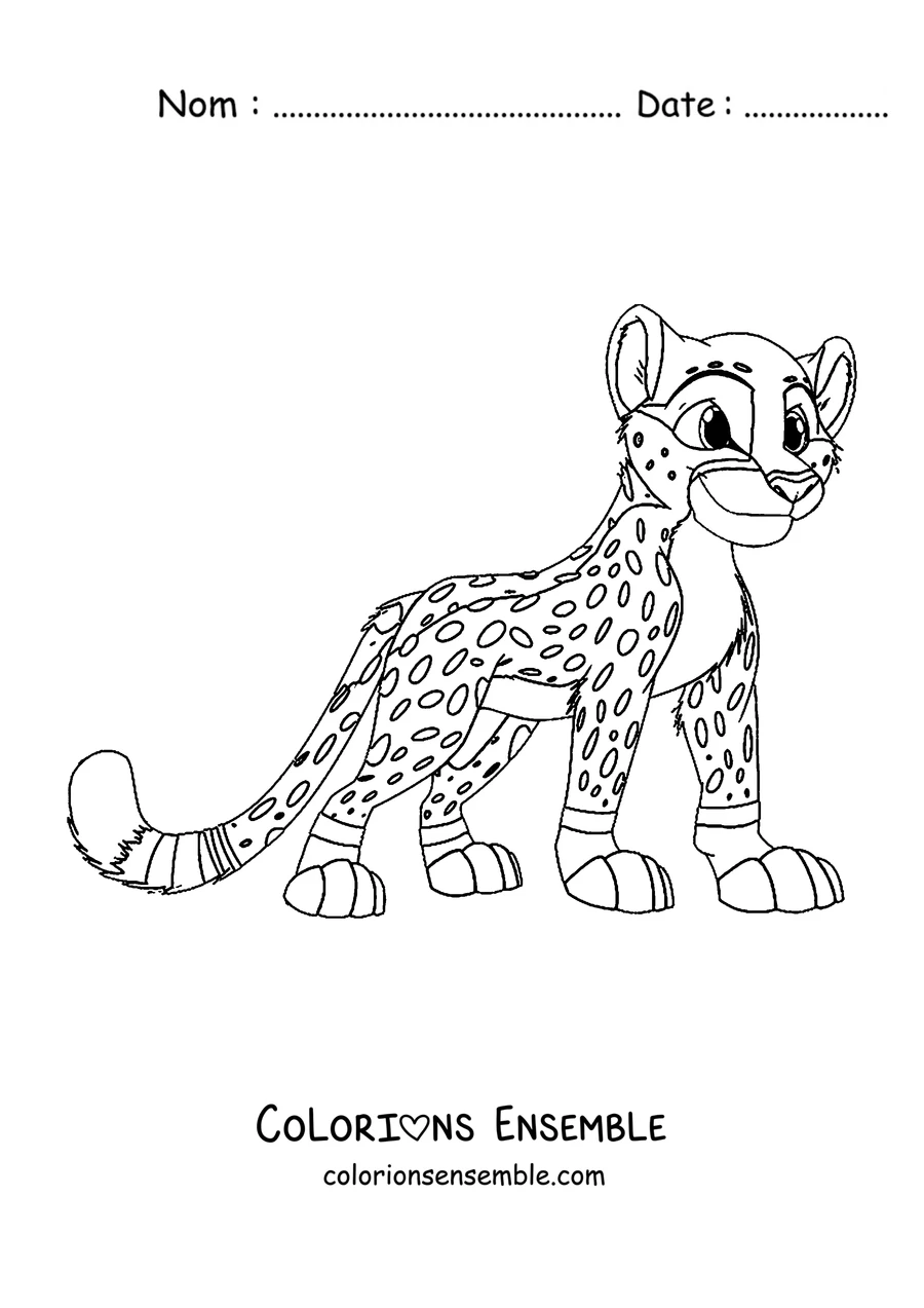 Coloriage d'un bébé guépard debout