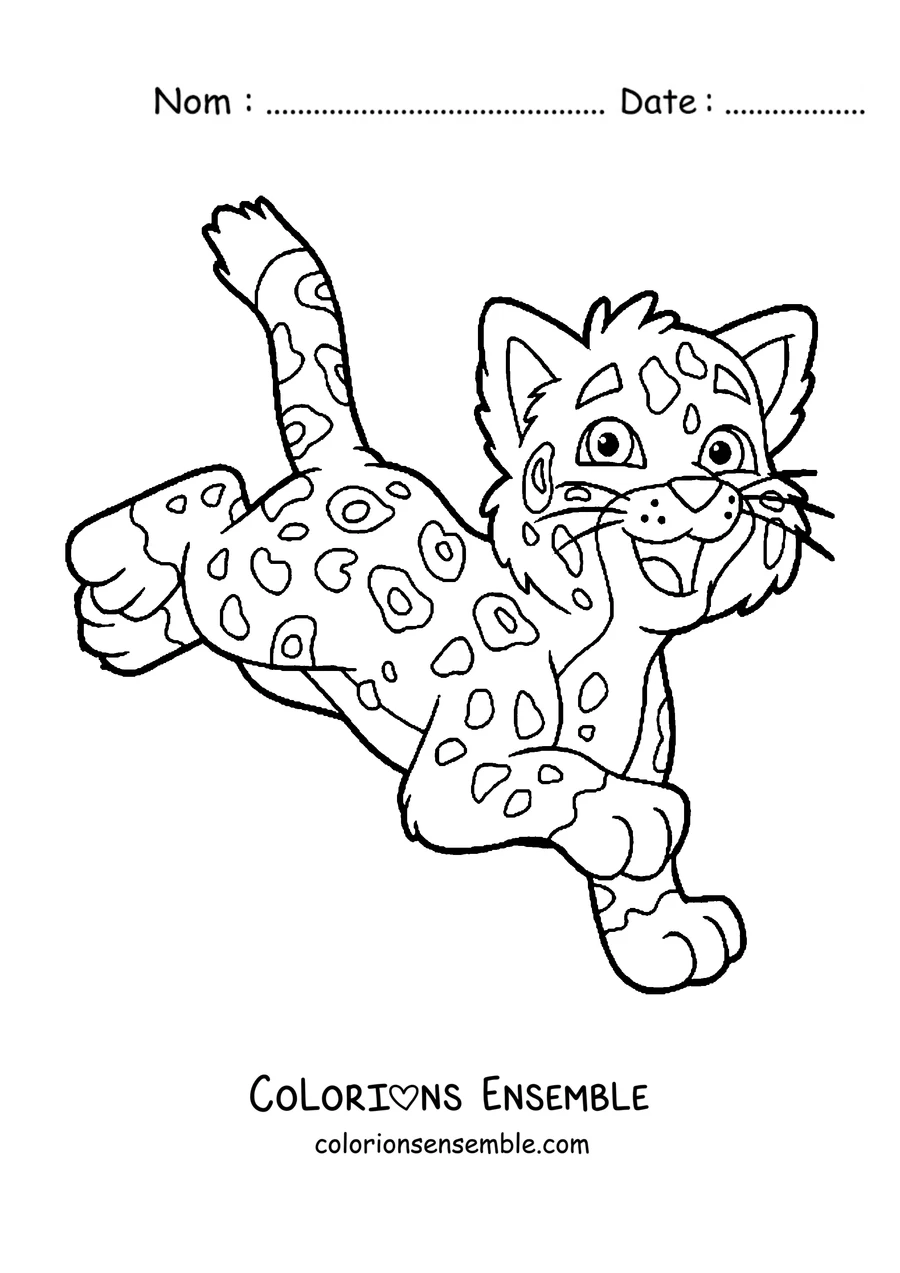 Coloriage d'un bébé guépard qui court