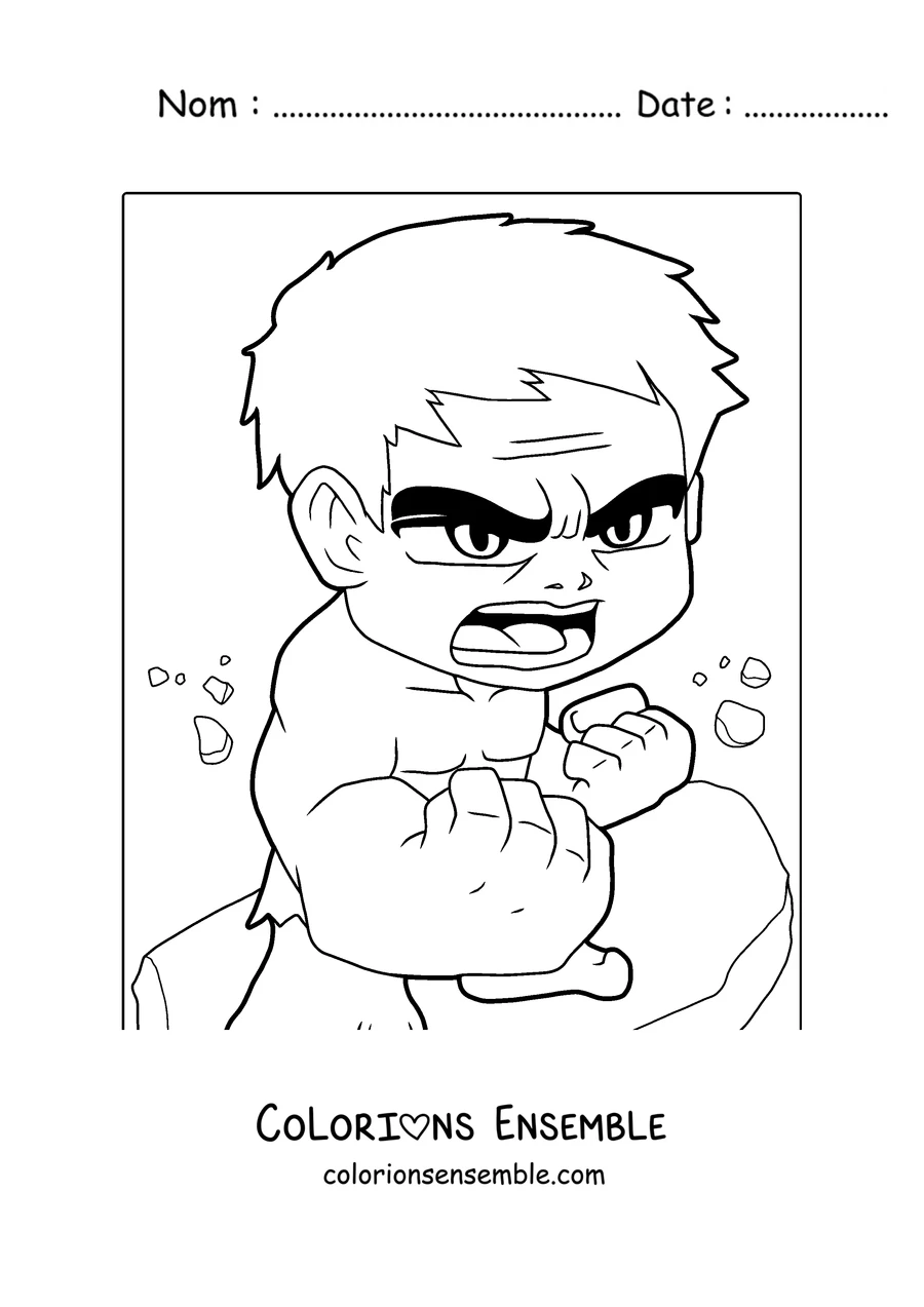 Coloriage de Bébé Hulk au visage fâché