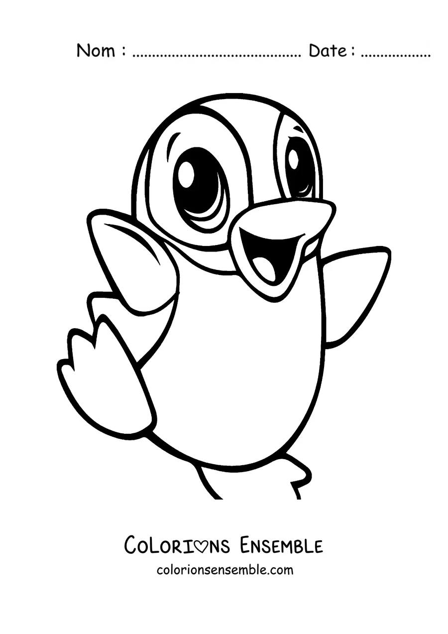 Coloriage d'un bébé pingouin qui danse