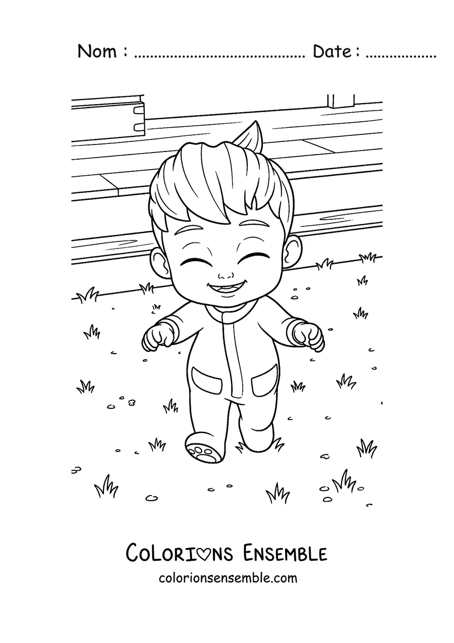 Coloriage de Bebefinn tout content avec un grand sourire