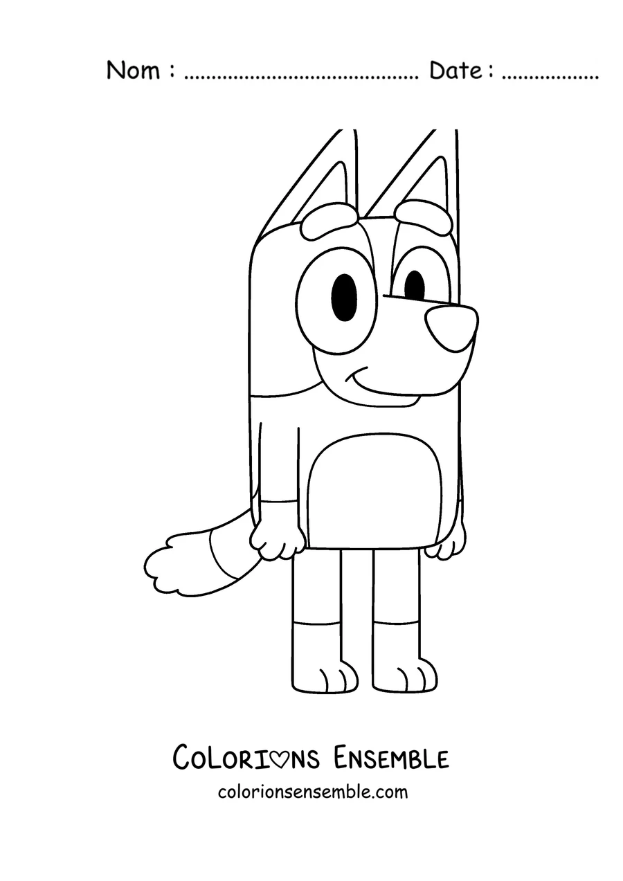 Coloriage de Bingo, la sœur de Bluey, qui saute