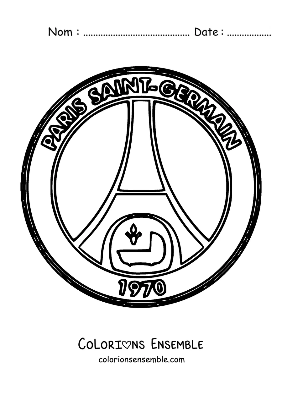 Coloriage du blason classique du PSG avec l'année 1970
