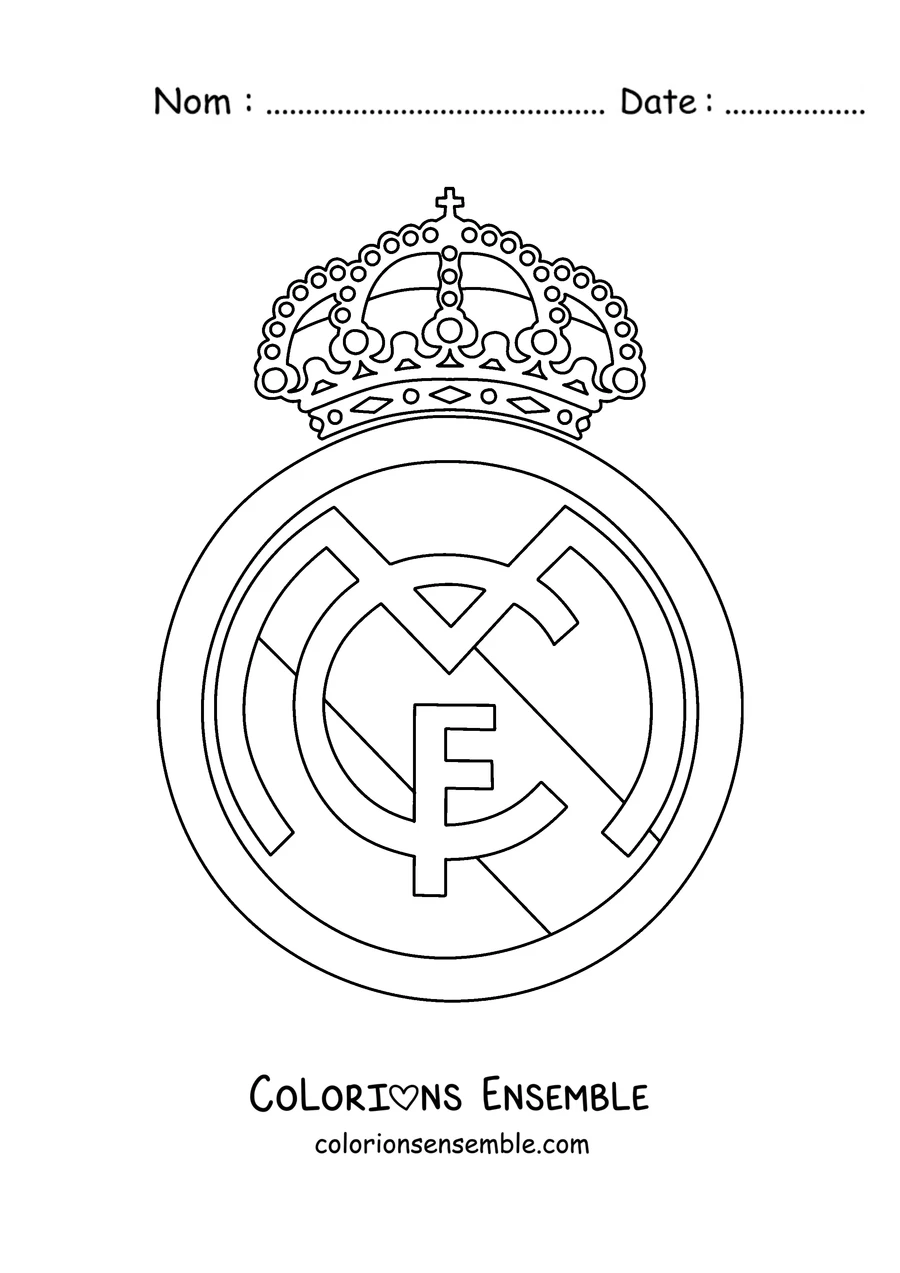 Coloriage du blason du Real Madrid avec sa couronne