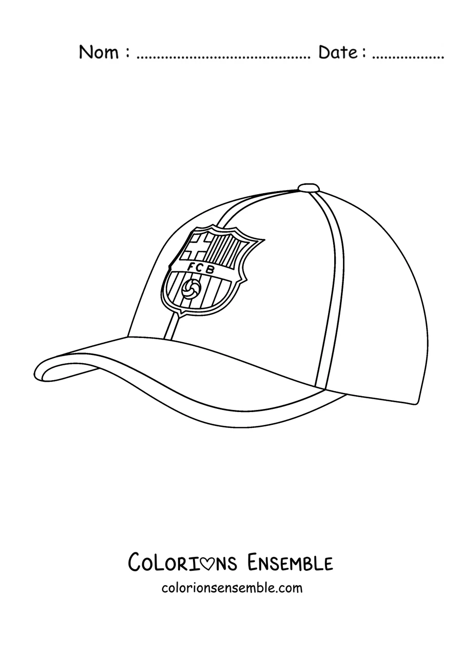 Coloriage d'une casquette avec le blason du FC Barcelone