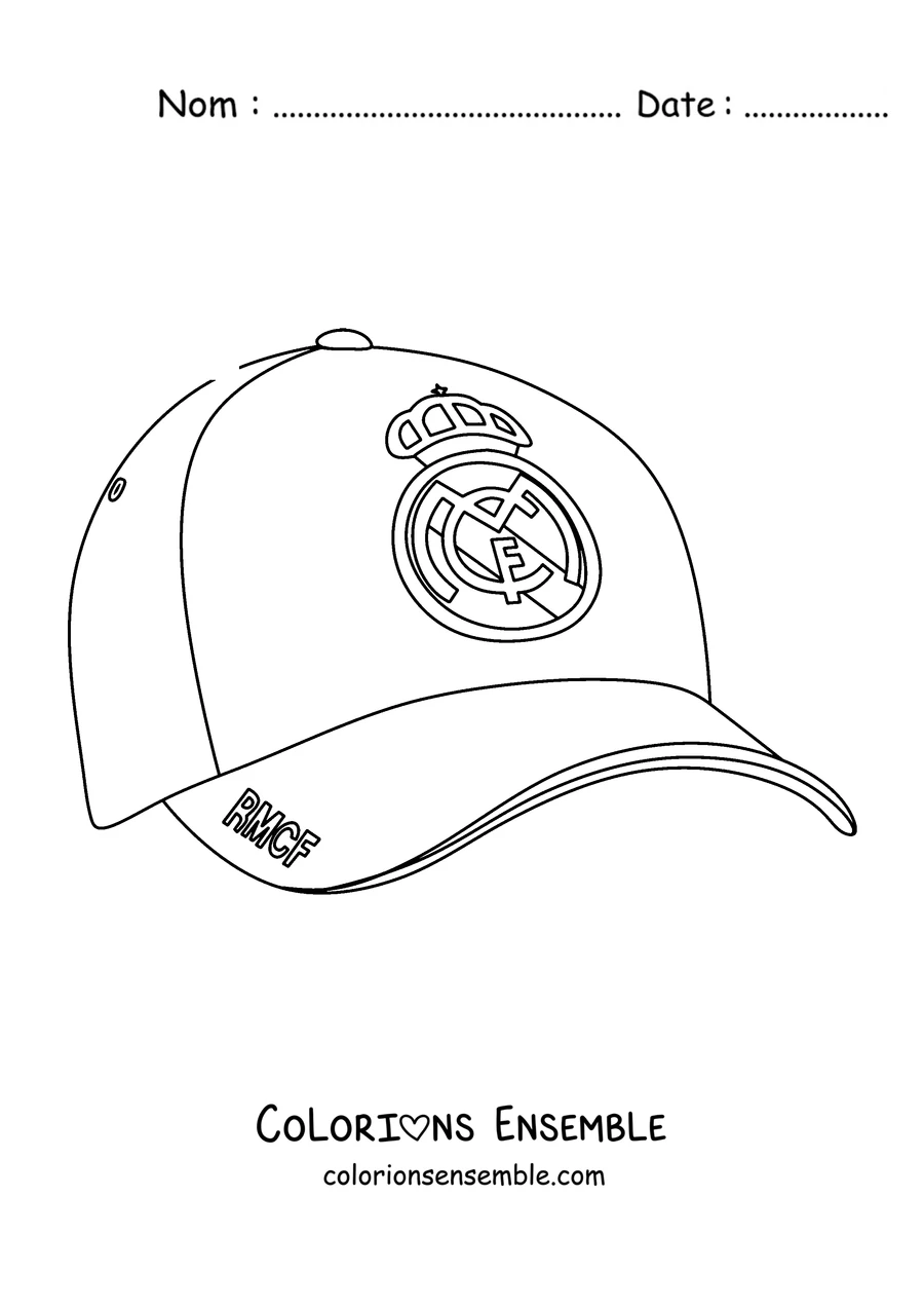 Coloriage d'une casquette avec le blason du Real Madrid
