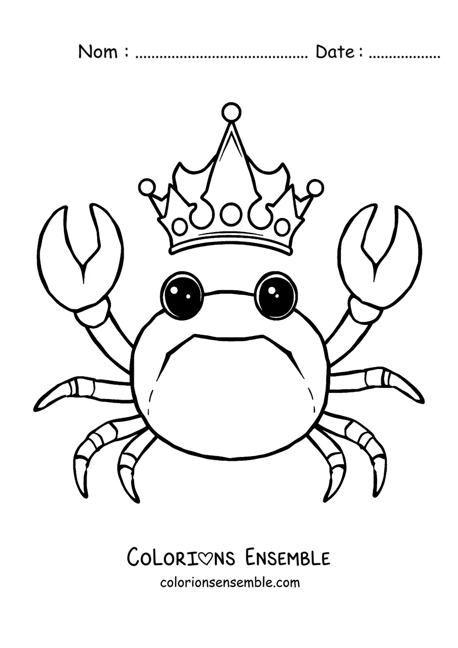 Coloriage d'un crabe portant une couronne de roi