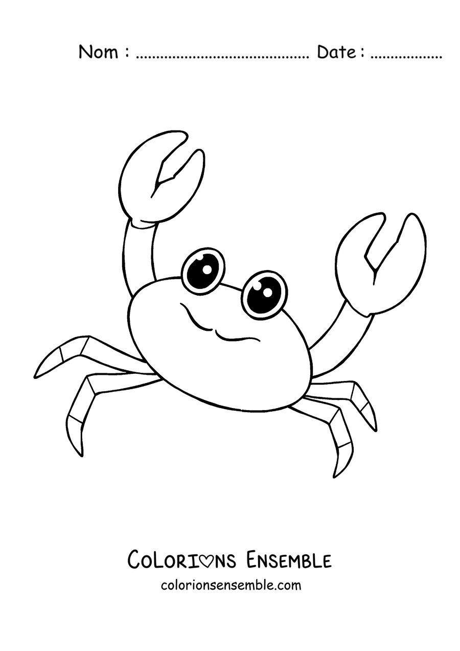 Coloriage d'un crabe de dessin animé souriant