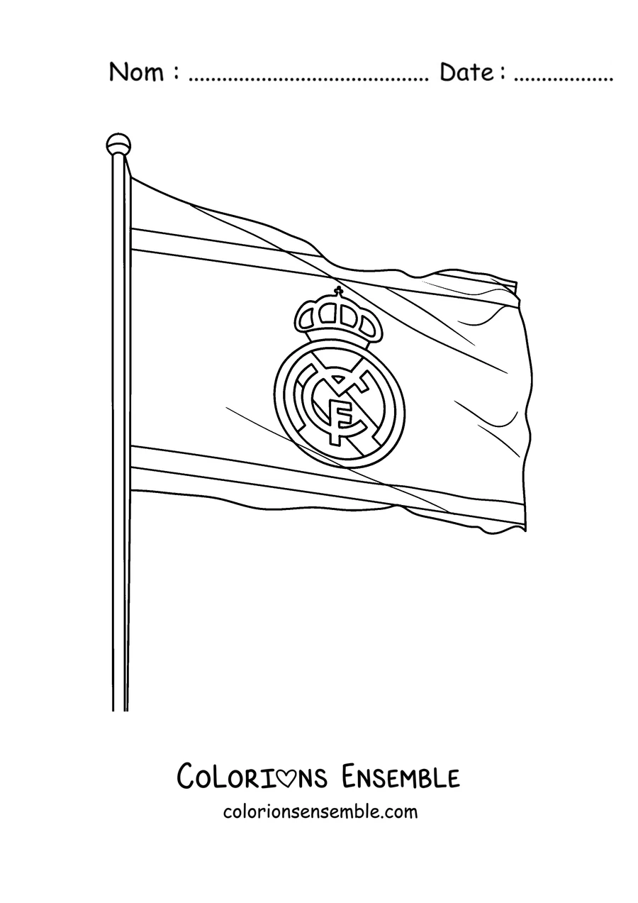 Coloriage d'un drapeau du Real Madrid avec le blason