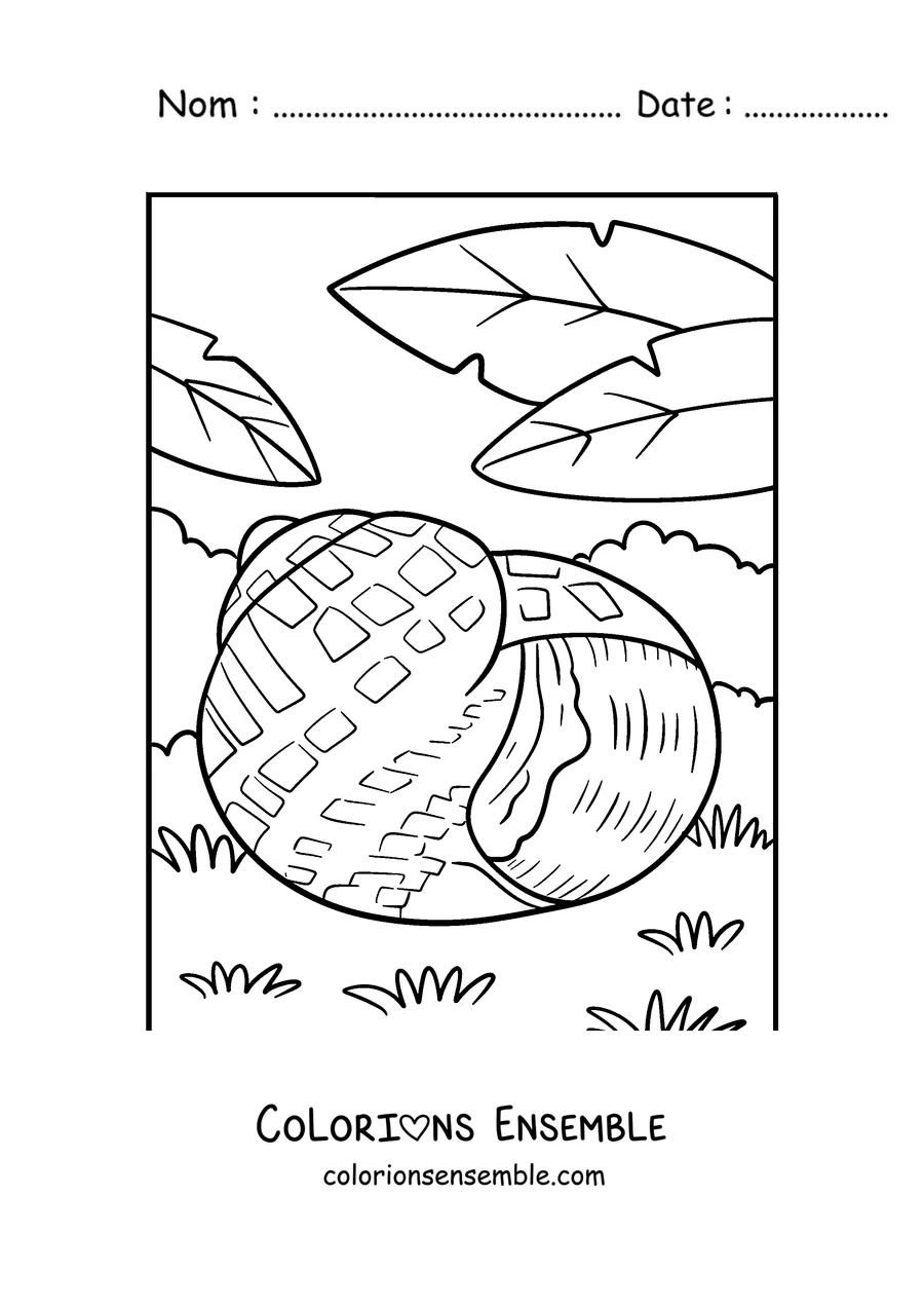 Coloriage d’un escargot caché dans sa coquille