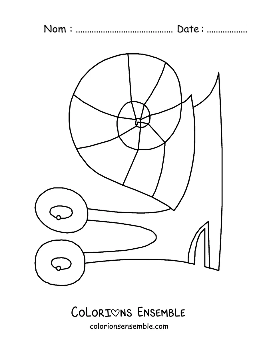 Coloriage d’un grand escargot avec une coquille enroulée