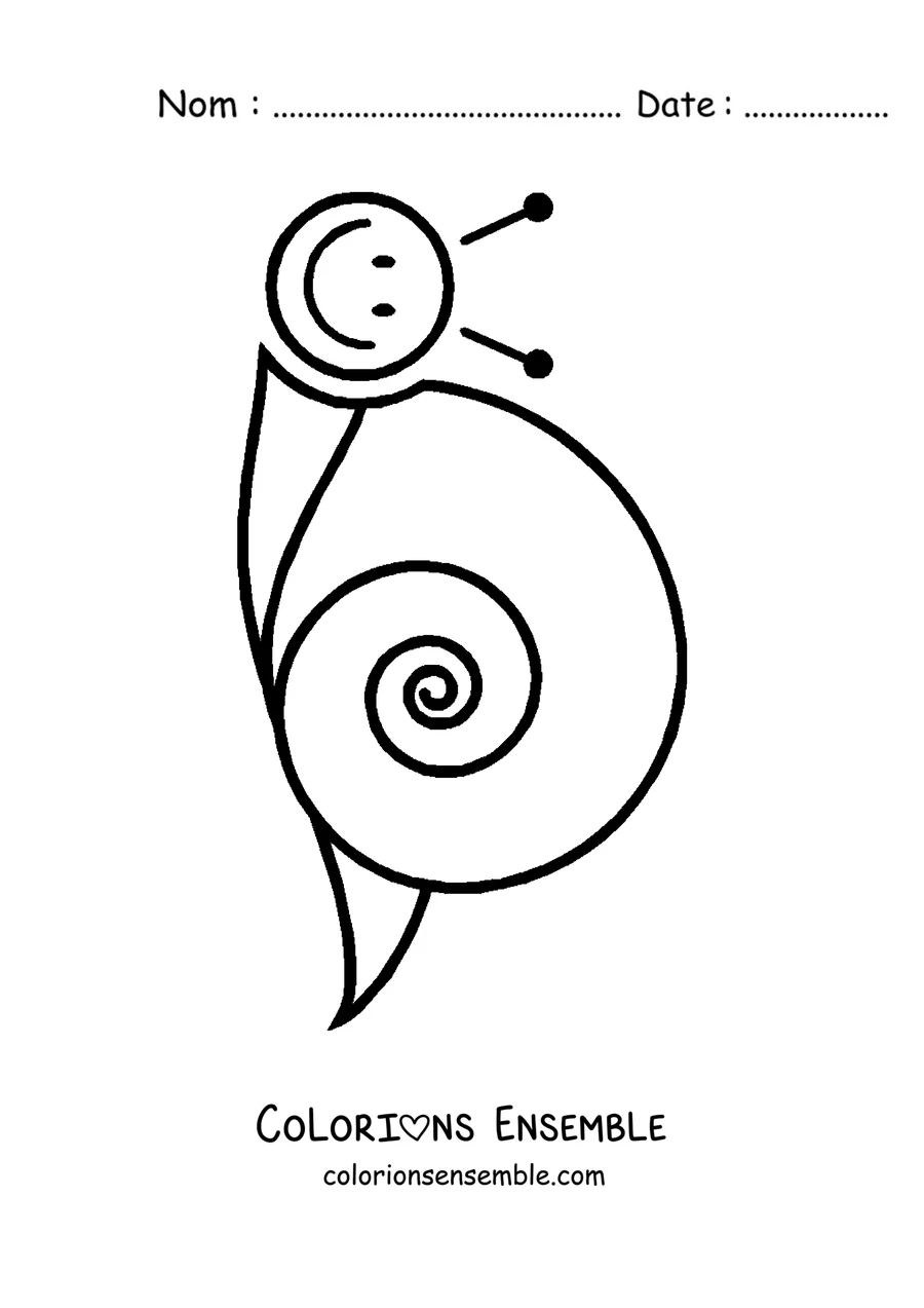 Coloriage d’un escargot dressé avec sa coquille en spirale
