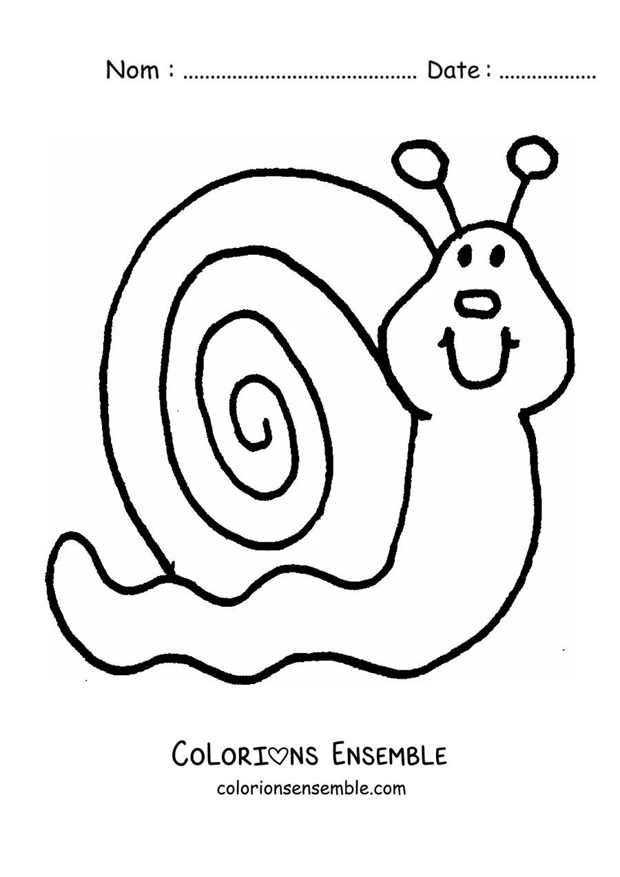 Coloriage d’un escargot dodu avec une coquille ronde