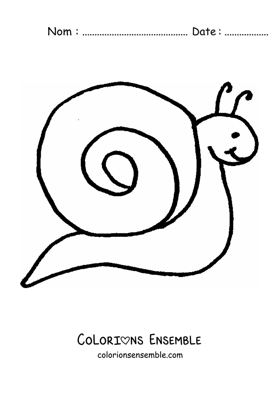 Coloriage d’un escargot de dessin animé de profil