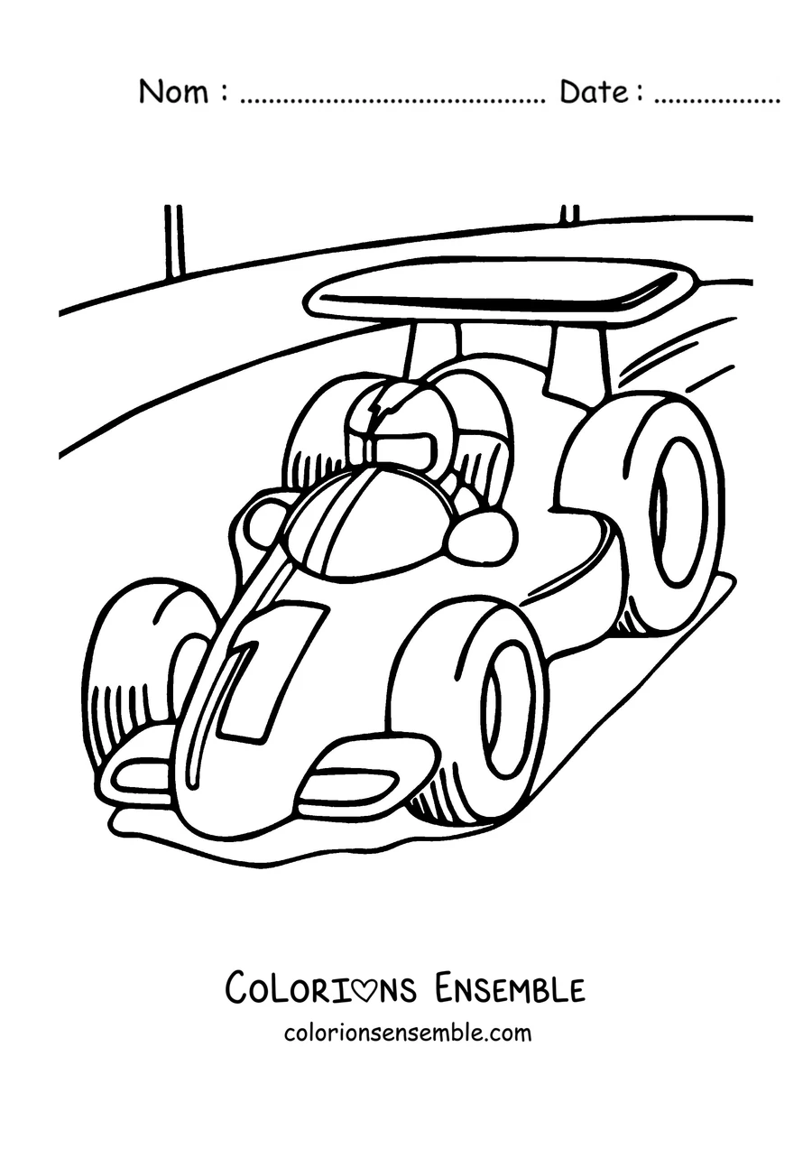 Coloriage d'une voiture de Formule 1 classique avec le numéro 7