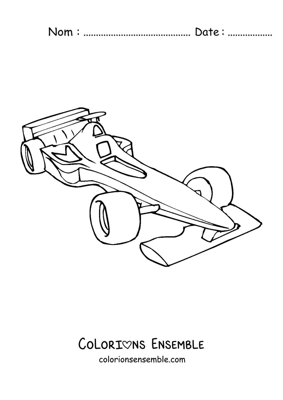 Coloriage d'une voiture de course sportive de Formule 1 aux lignes aérodynamiques