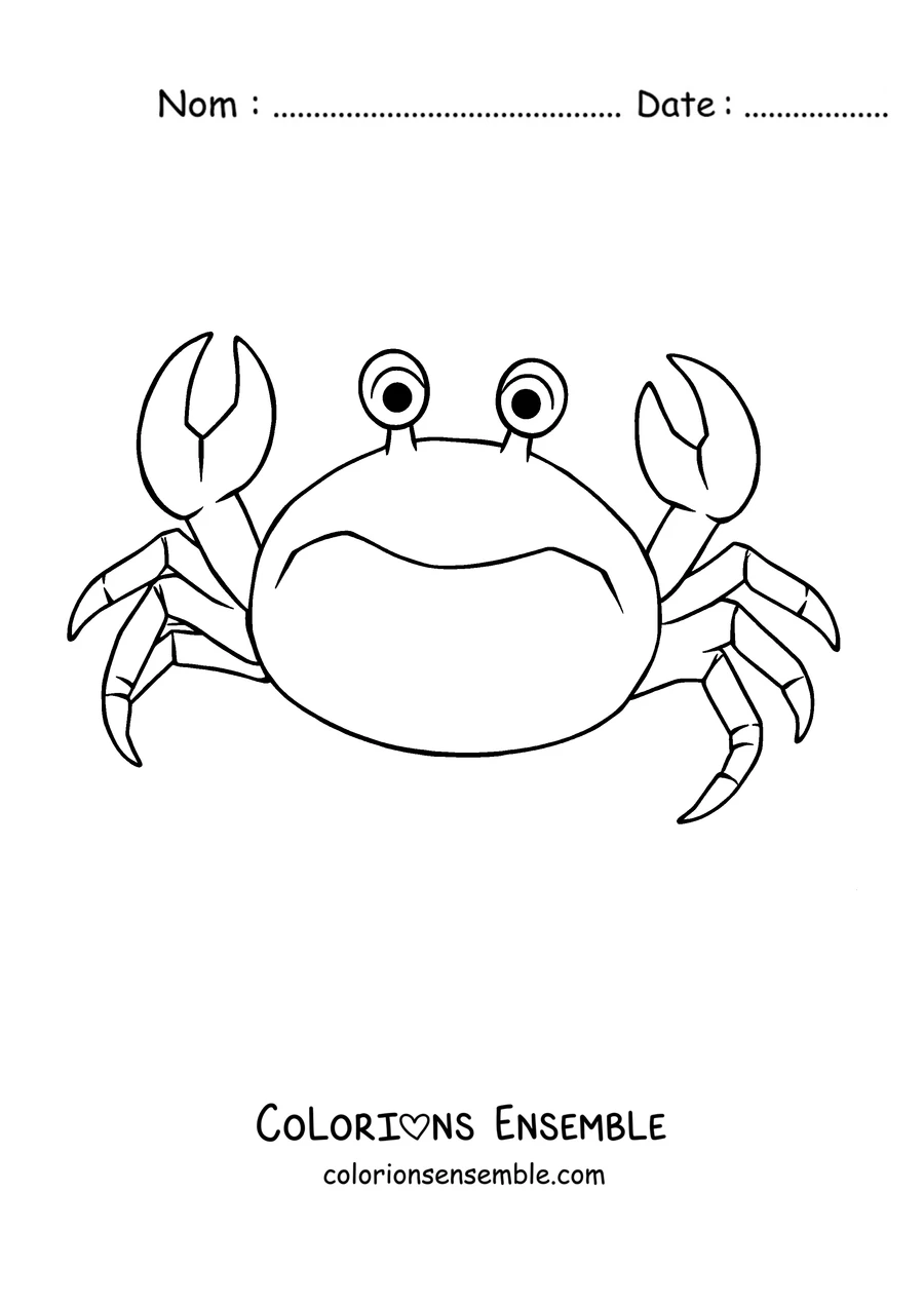 Coloriage d'un grand crabe aux pinces levées