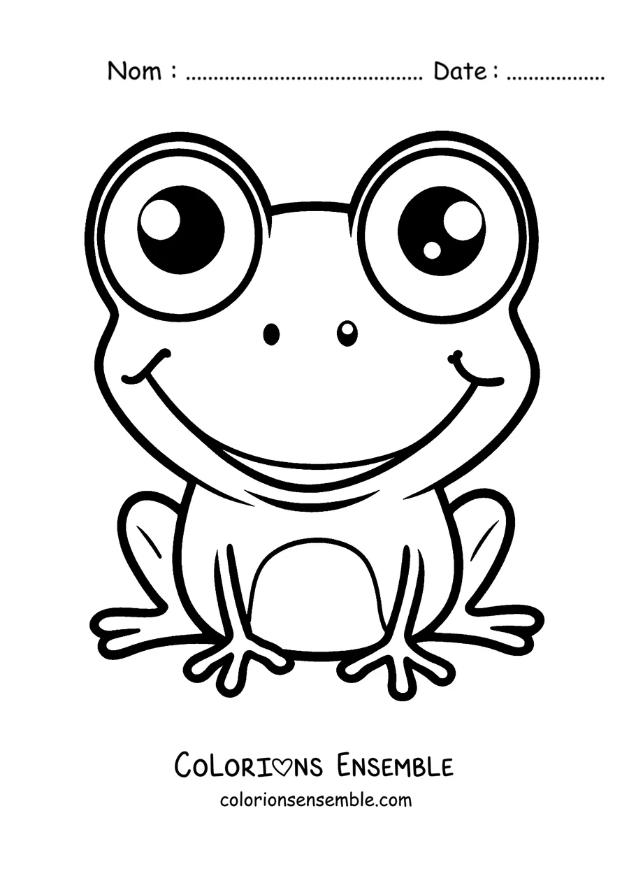 Coloriage d'une grenouille souriante aux grands yeux