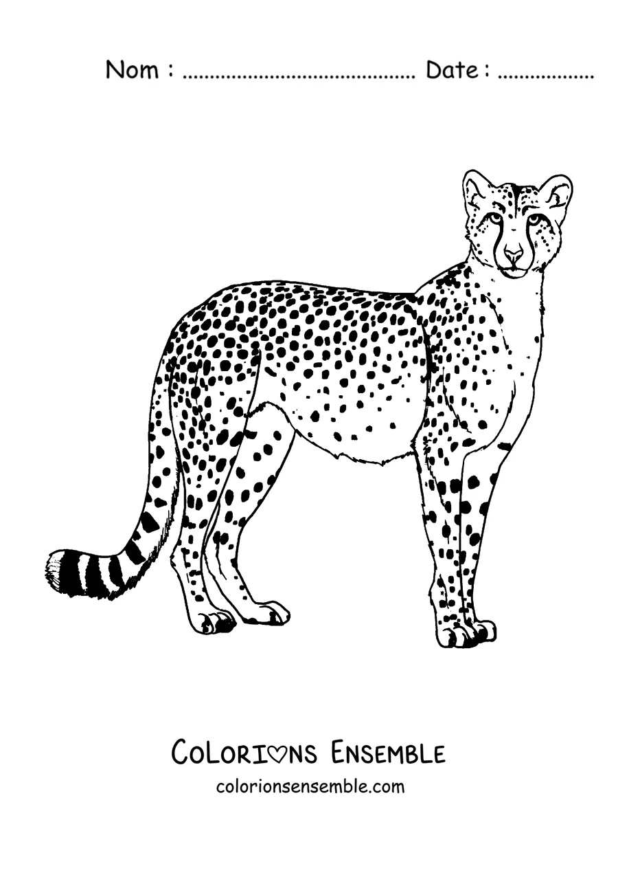 Coloriage d'un guépard debout qui montre ses taches