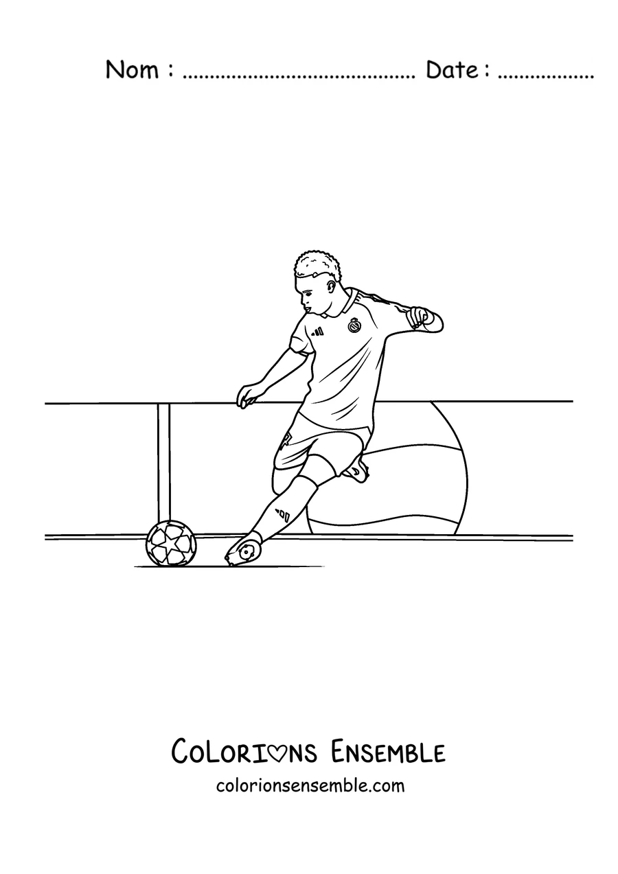 Coloriage d'un joueur du Real Madrid contrôlant le ballon
