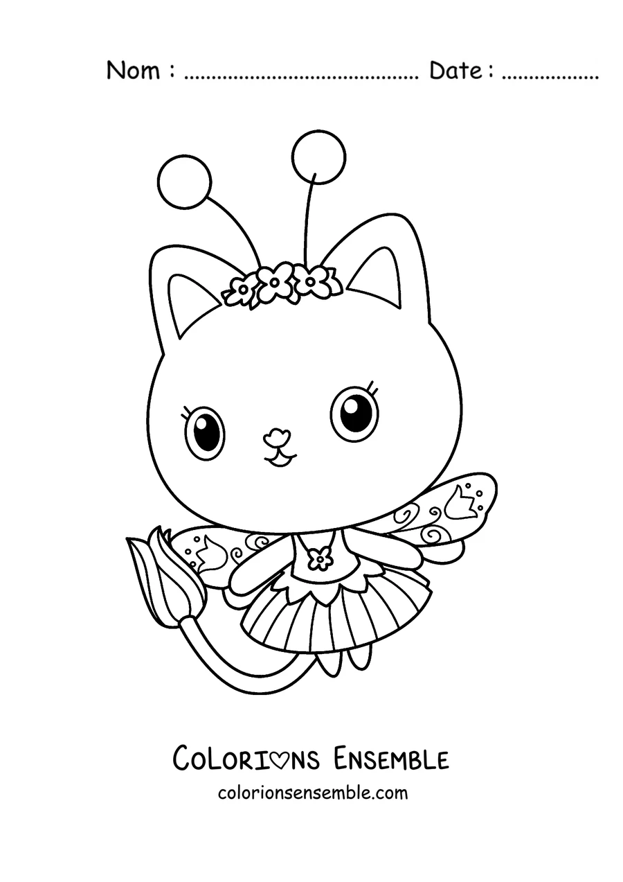 Coloriage de Kitty Fairy, la chatte fée