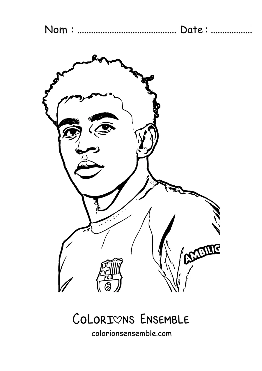 Coloriage du visage souriant de Lamine Yamal