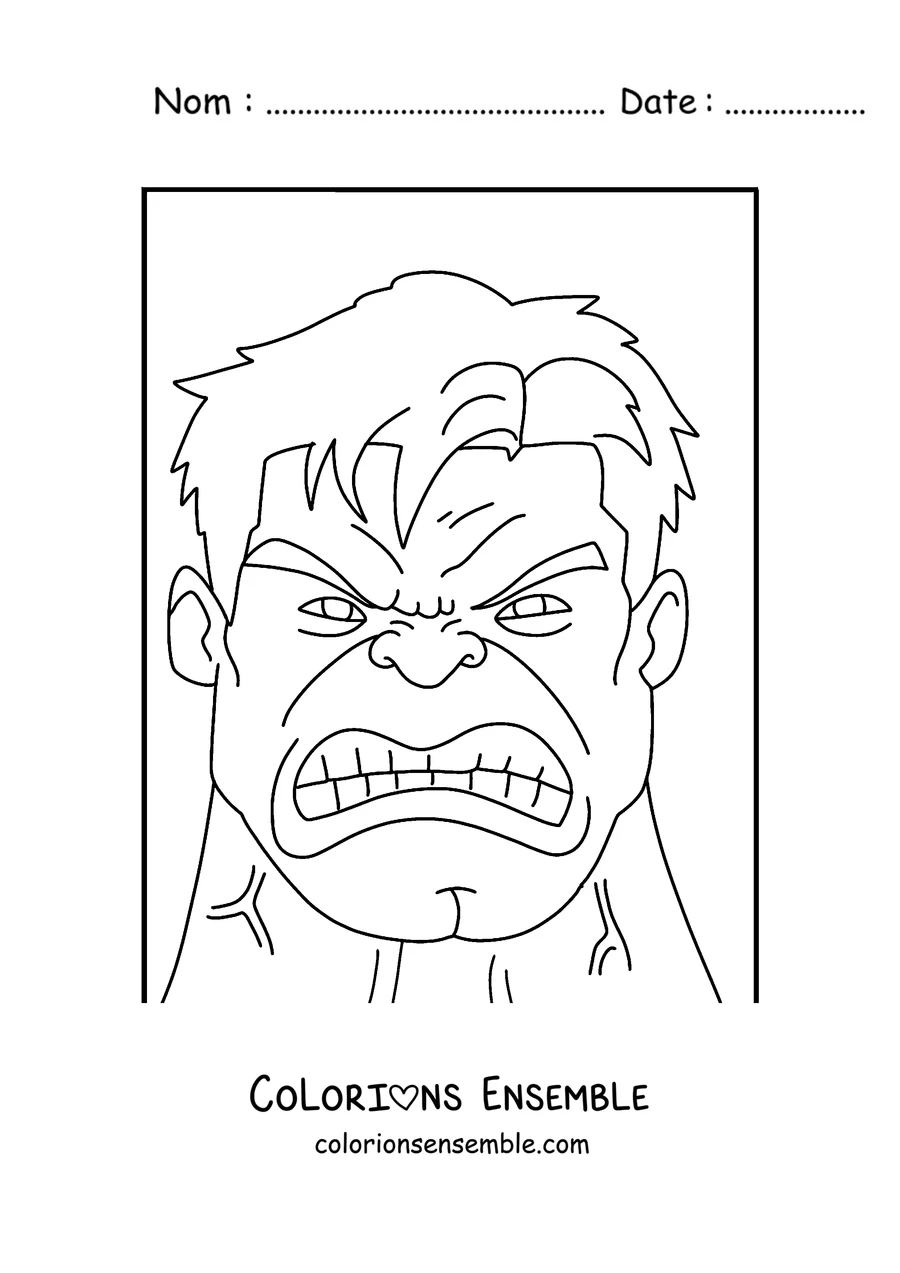 Coloriage de Le visage en colère de Hulk