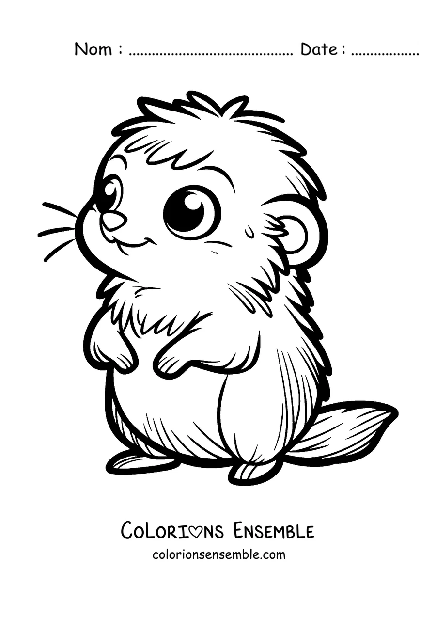 Coloriage d'un lemming debout sur deux pattes