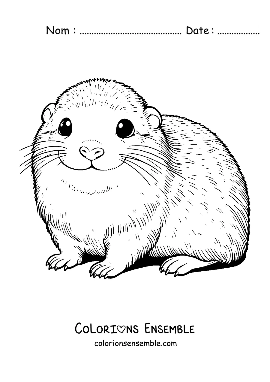 Coloriage d'un lemming dodu vu de face