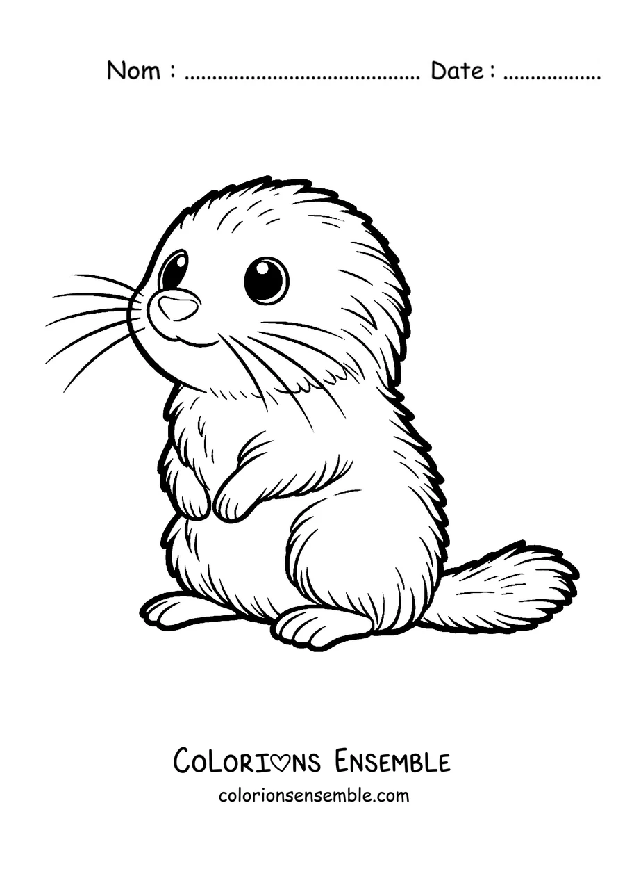 Coloriage d'un lemming mignon assis de face