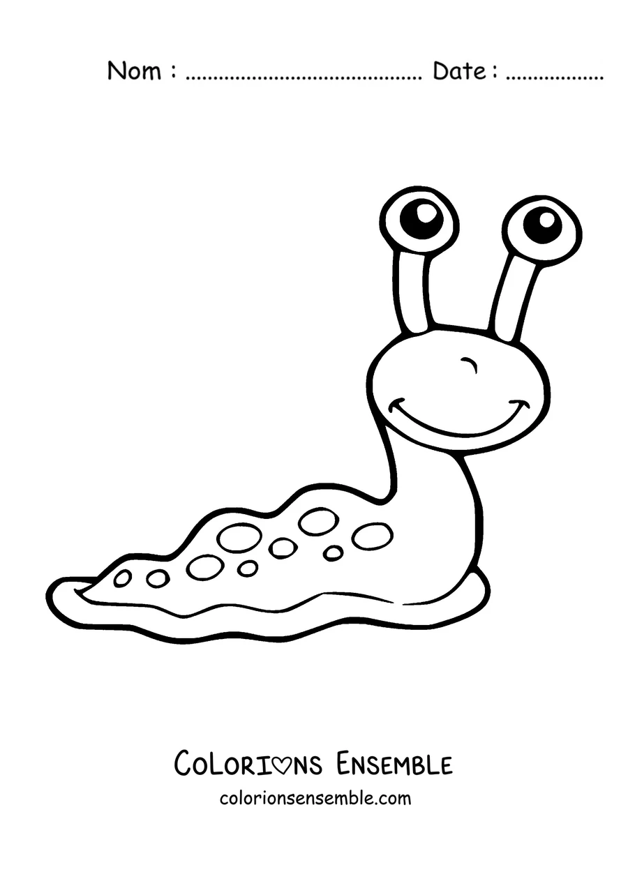 Coloriage d'une limace de dessin animé souriante