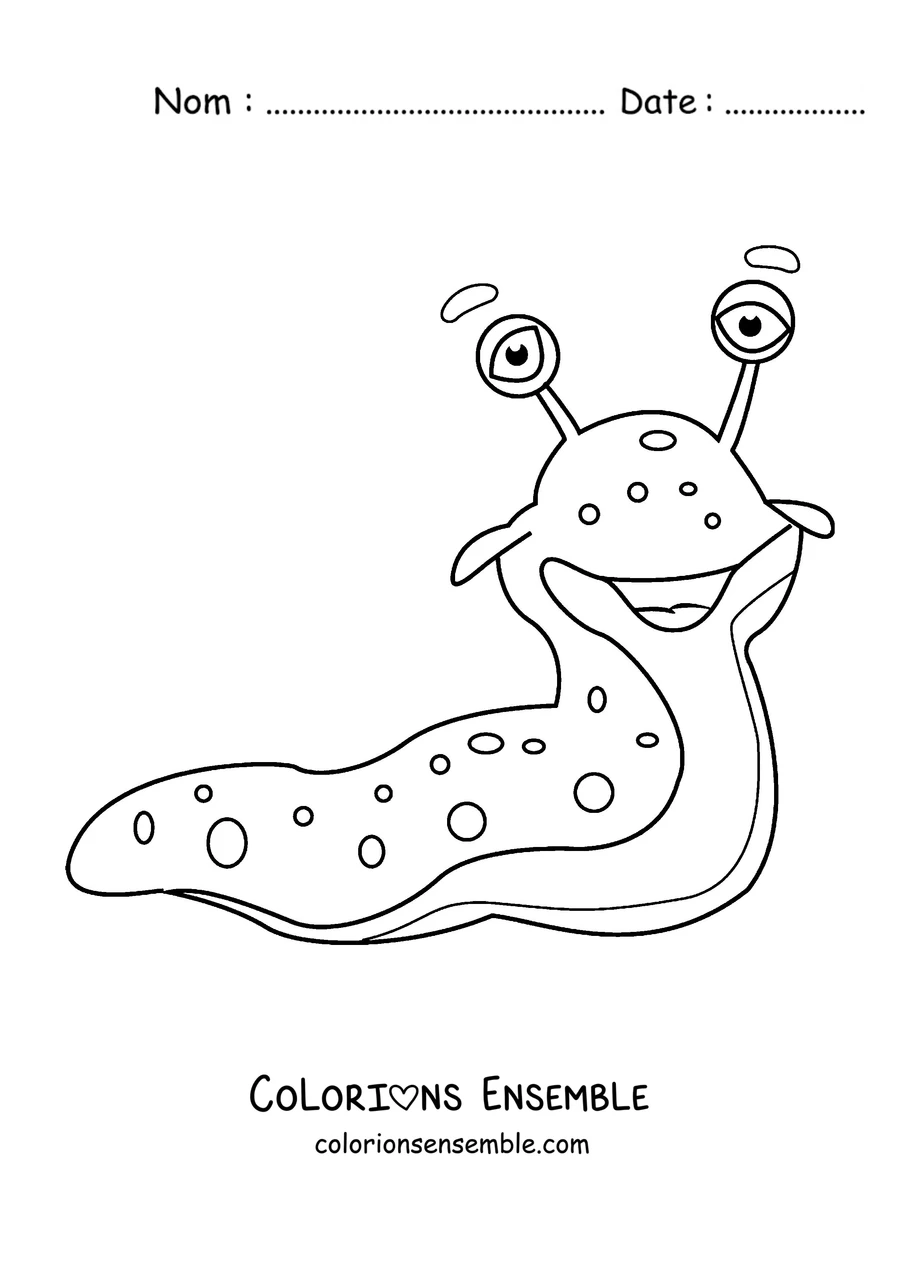 Coloriage d'une limace sympathique aux grands yeux et aux taches