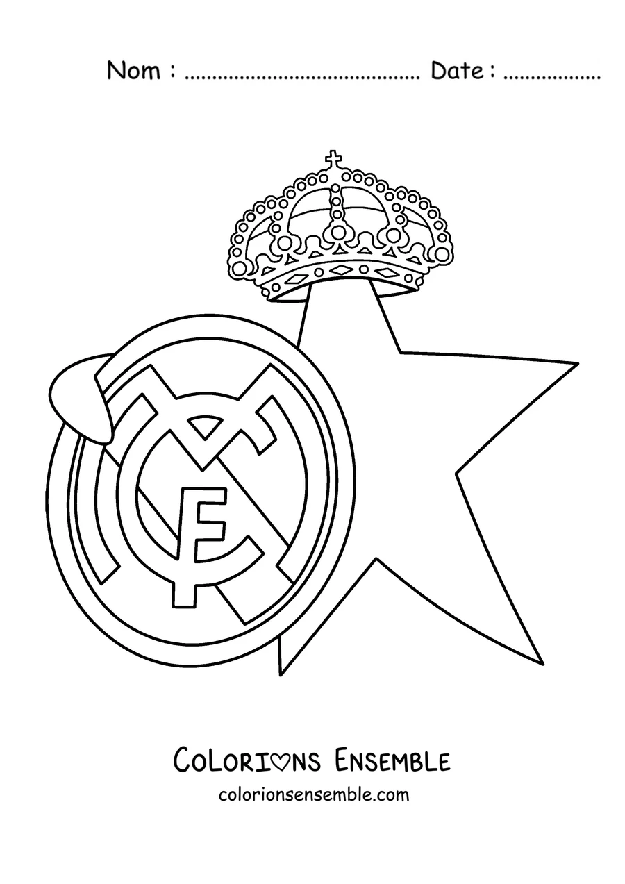 Coloriage du logo du Real Madrid à côté d'une étoile