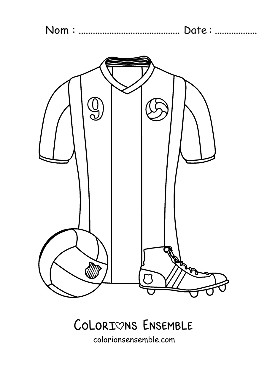 Coloriage du maillot, du ballon et des chaussures du FC Barcelone