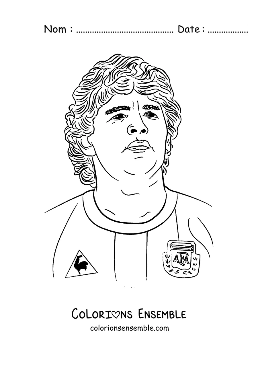 Coloriage de Maradona avec le maillot de l'Argentine