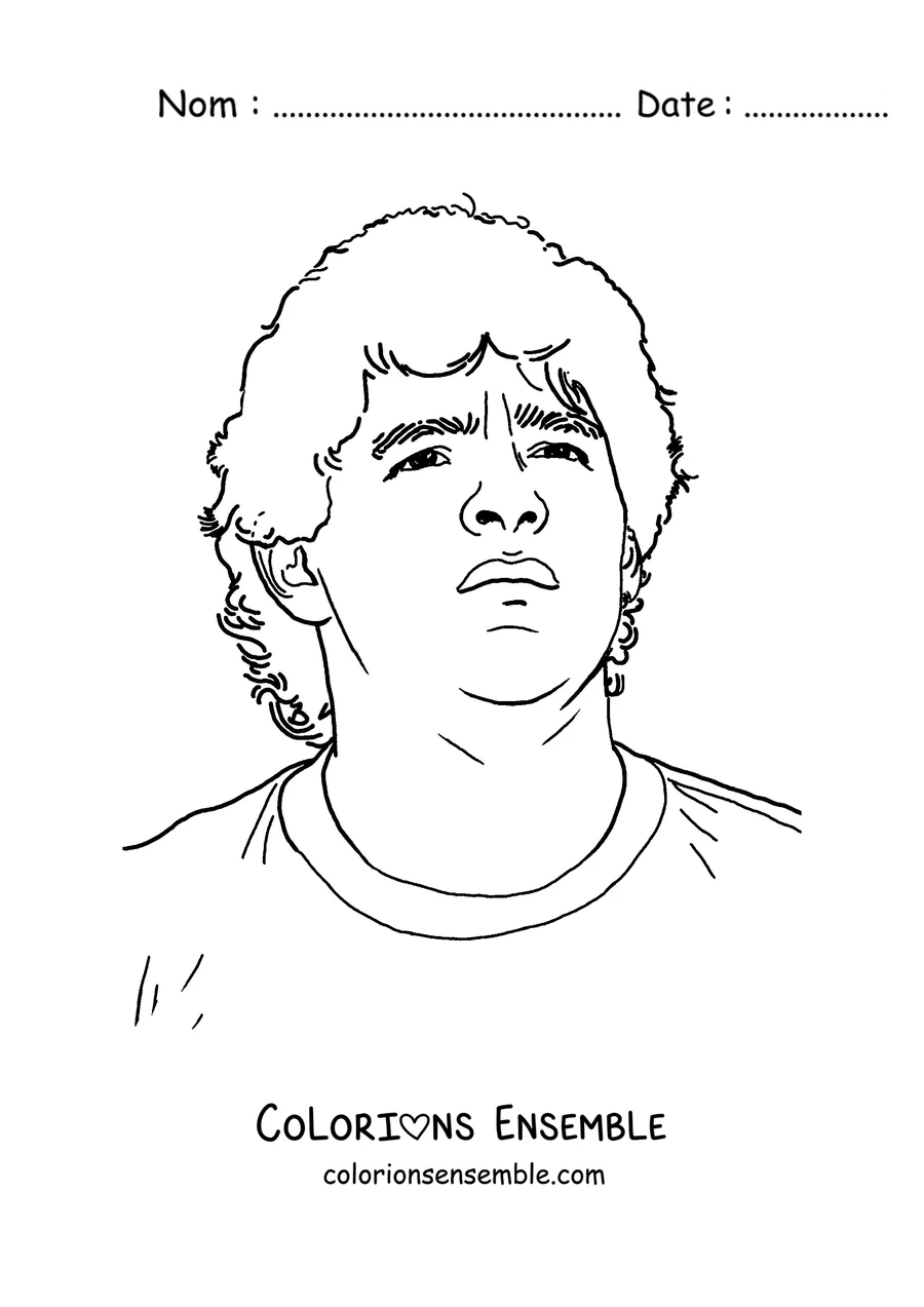 Coloriage d'un portrait de Maradona